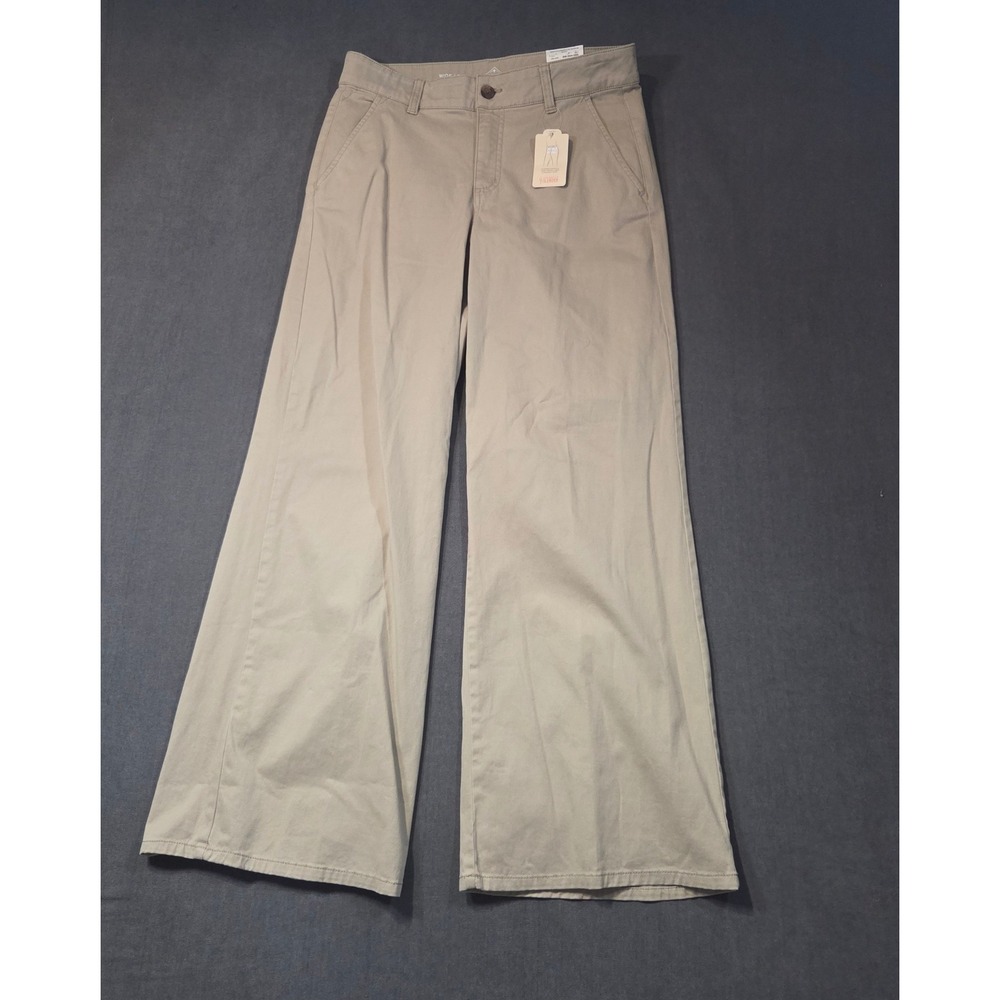 St. John's Bay Chino Pants Womens 10 Biscotti Wide Leg Secretly Slender NWT